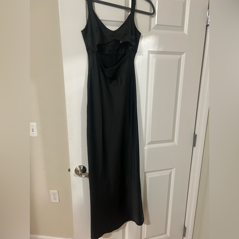 Cutout black silk dress